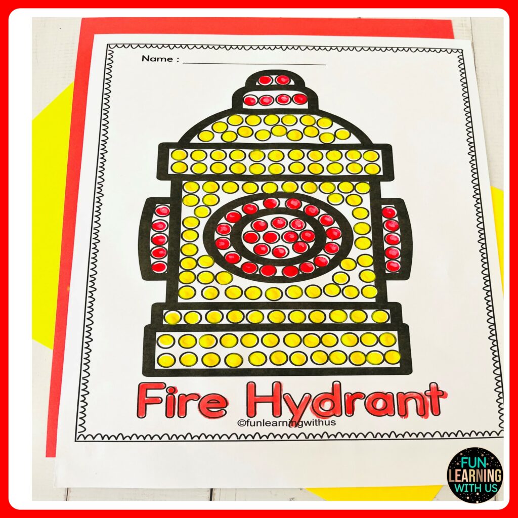 Firefighter Theme QTip Crafts Fire safety Fine Motor Activity Made By Teachers