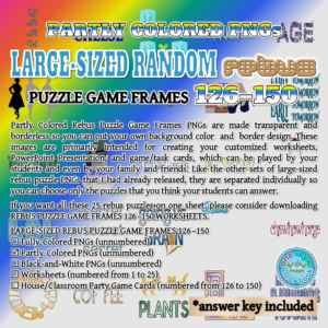 Partly Colored Rebus Puzzle Game Frames 126–150 PNGs