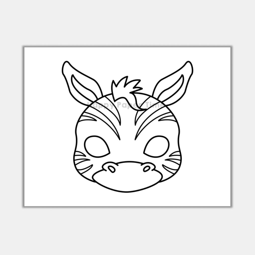 Zebra Paper Mask Printable African Animal Coloring Craft Activity ...