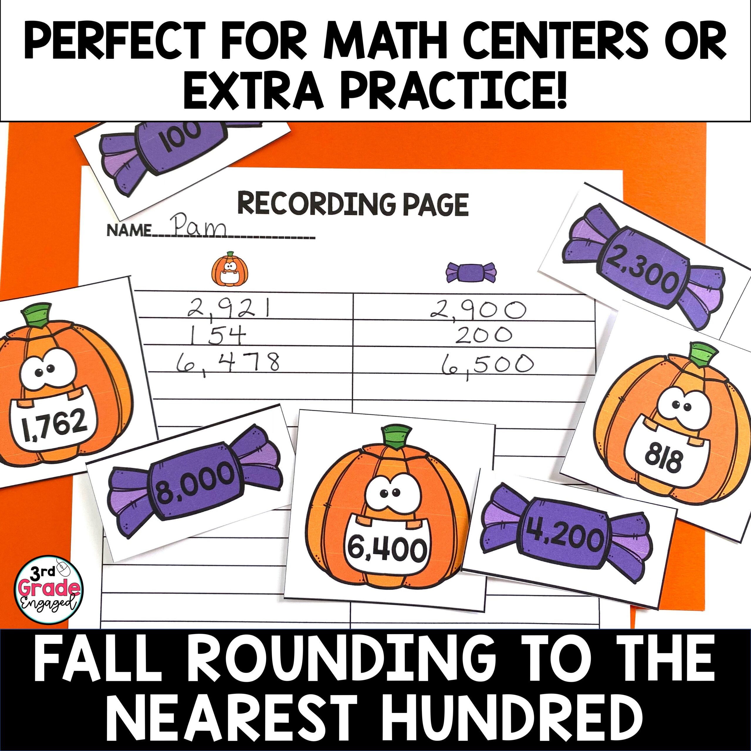 Fall Rounding to the Nearest 100 Place Value Math Matching Game - Made By  Teachers