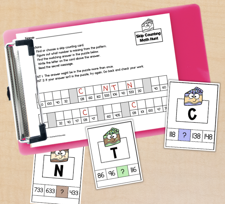 Skip Counting by 5s 10s 100s Math Scavenger Hunt Secret Message ...