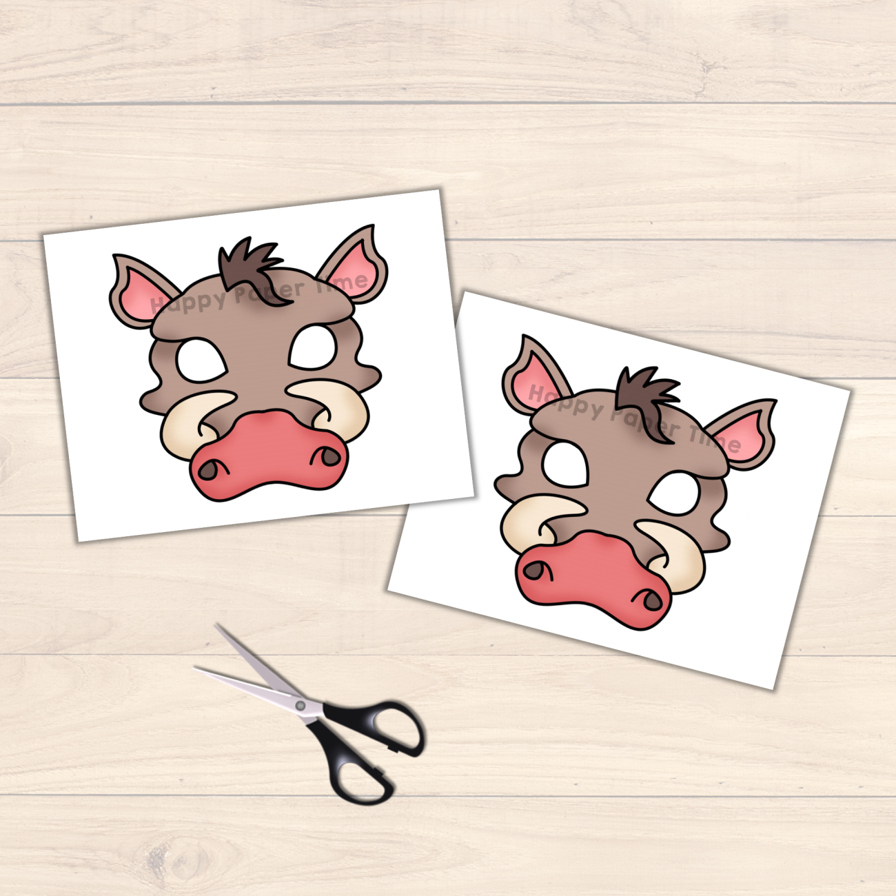 Warthog Paper Mask Printable Africa Animal Craft Activity Template