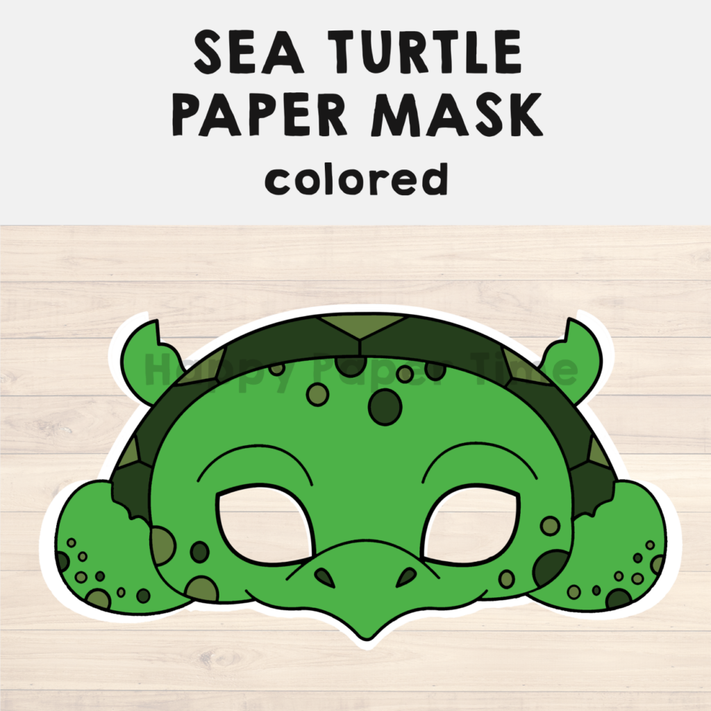 Sea Turtle Paper Mask Printable Ocean Animal Craft Activity Costume