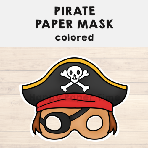 Pirate Paper Mask Printable Craft Activity Play Costume Captain | Made ...