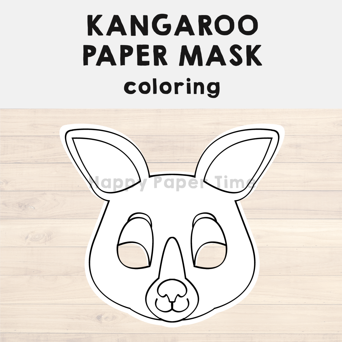 Kangaroo Paper Mask Printable Australian Animal Coloring Craft Activity 