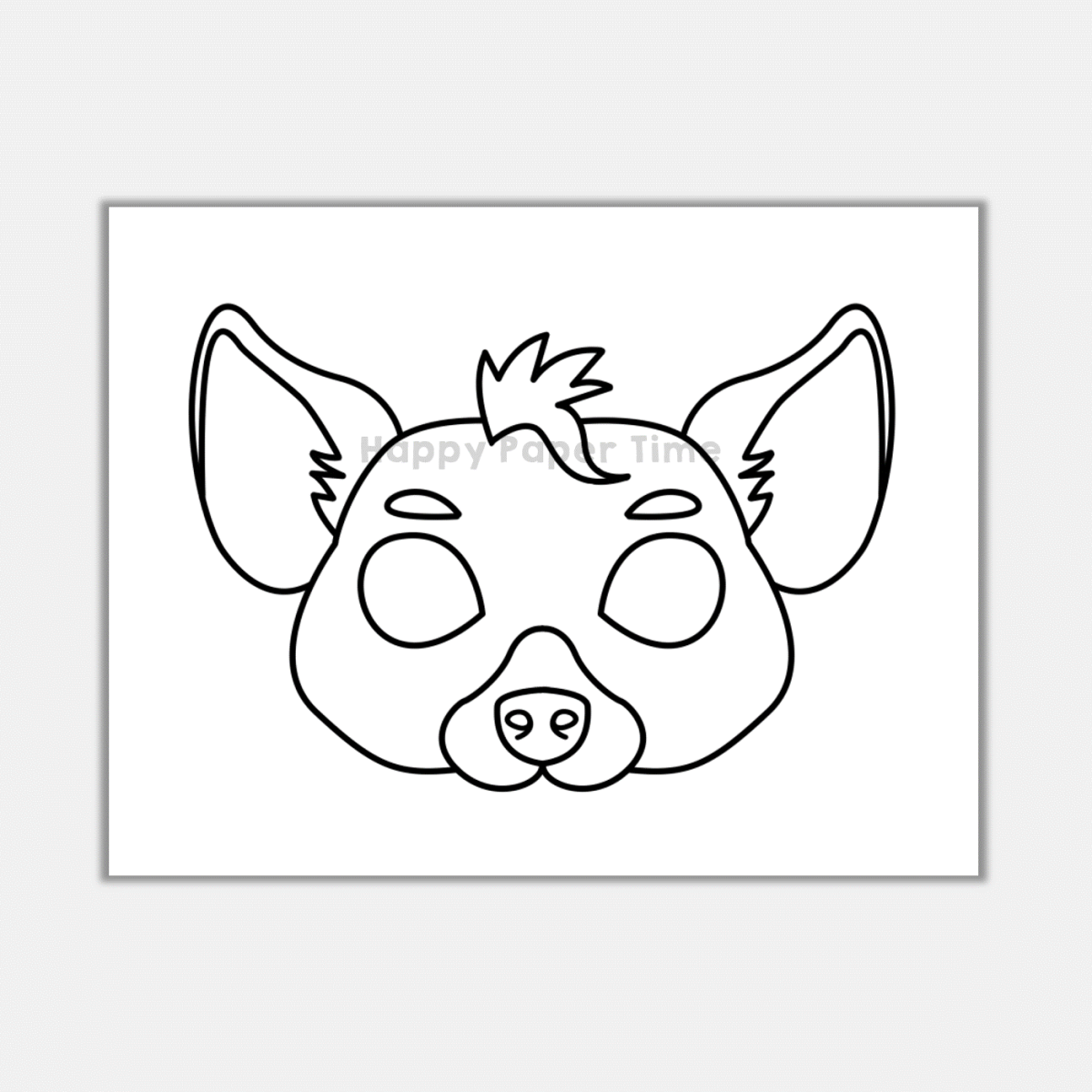 Hyena Paper Masks Printable African Animal Coloring Craft Activity 