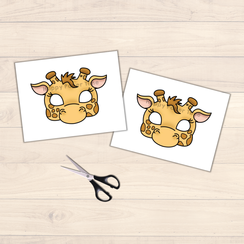 Giraffe Paper Mask Printable African Animal Coloring Craft Activity ...