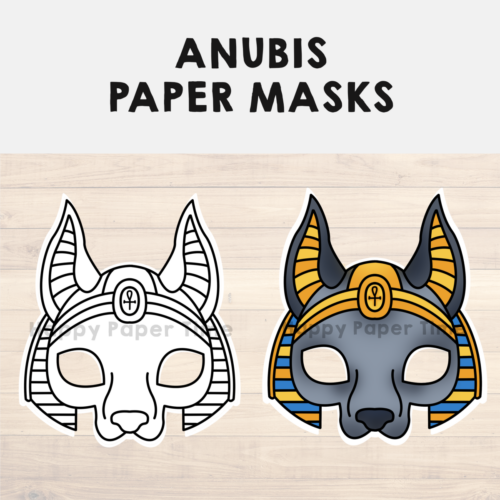 Anubis Paper Masks Printable Ancient Egypt God Coloring Craft Activity