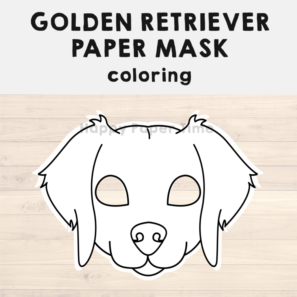 Golden Retriever Paper Mask Printable Dog Animal Coloring Craft golden-retriever-paper-mask-printable-dog-animal-coloring-craft