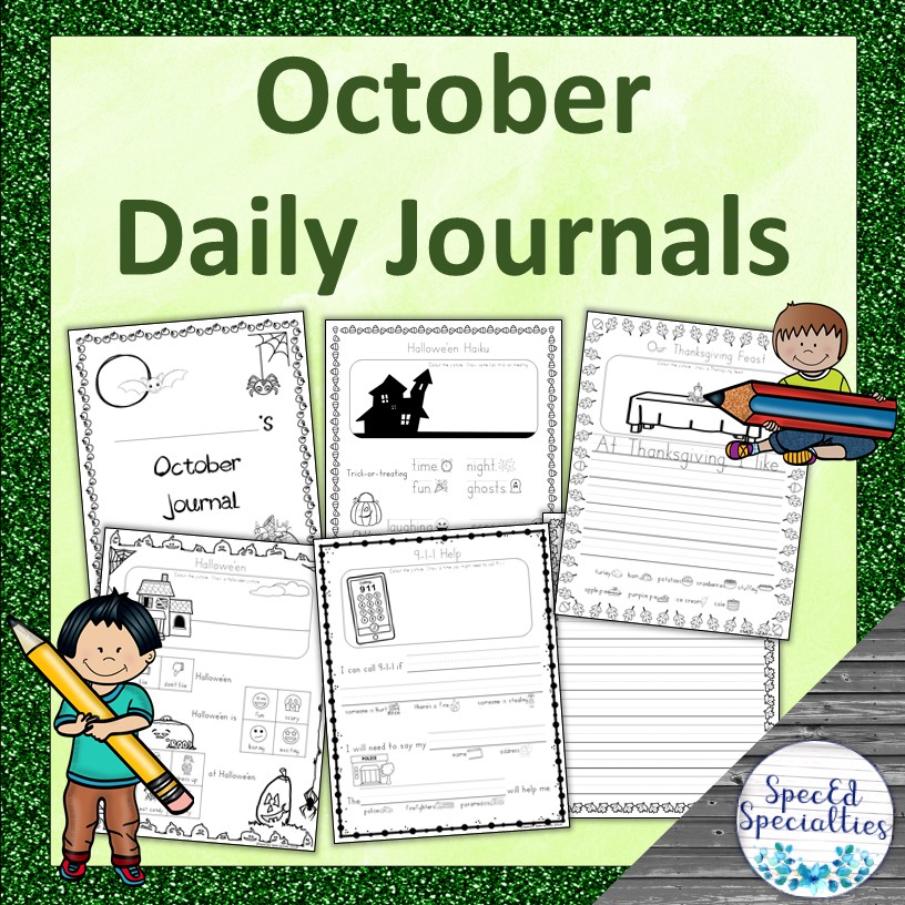 Halloween / Thanksgiving Journal Writing for Special Education (October ...