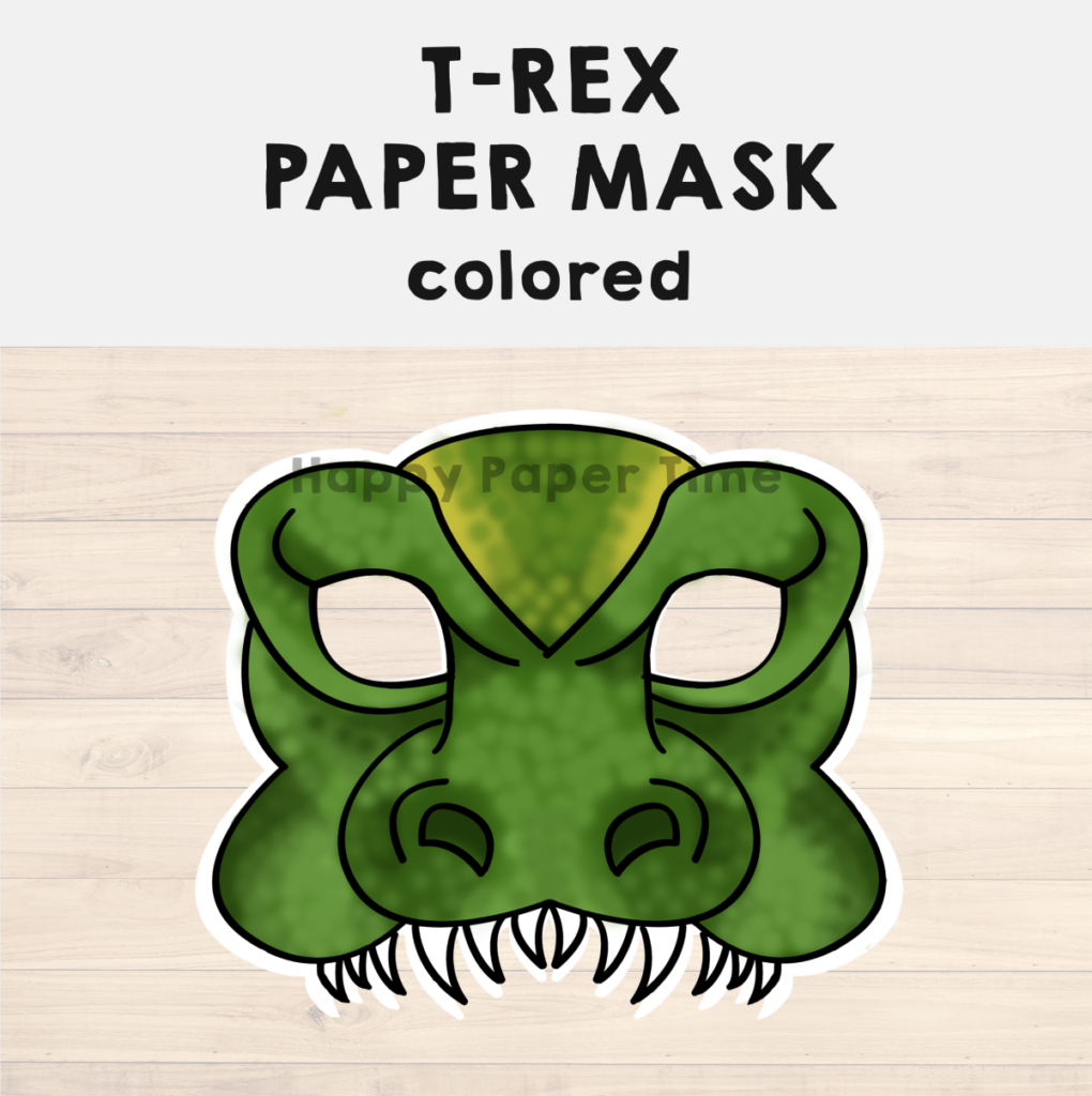 T Rex Paper Mask Printable Dinosaur Craft Activity Costume Made By