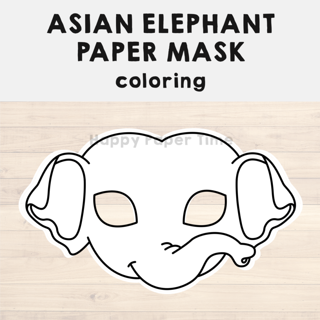 Asian Elephant Paper Mask Printable Asian Animal Jungle Coloring Craft