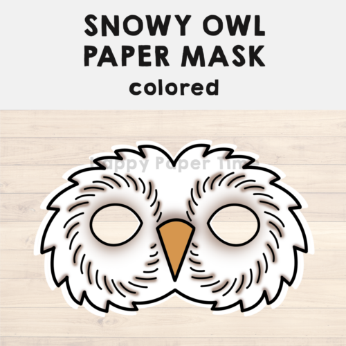 Snowy Owl Paper Mask Printable Polar Animal Craft Activity Costume ...