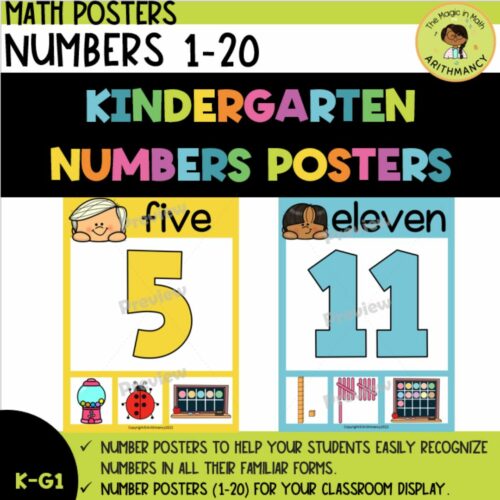 NUMBERS 1-20 MATH POSTERS CLASS DISPLAYS TEN FRAMES TALLY MARKS PLACE ...