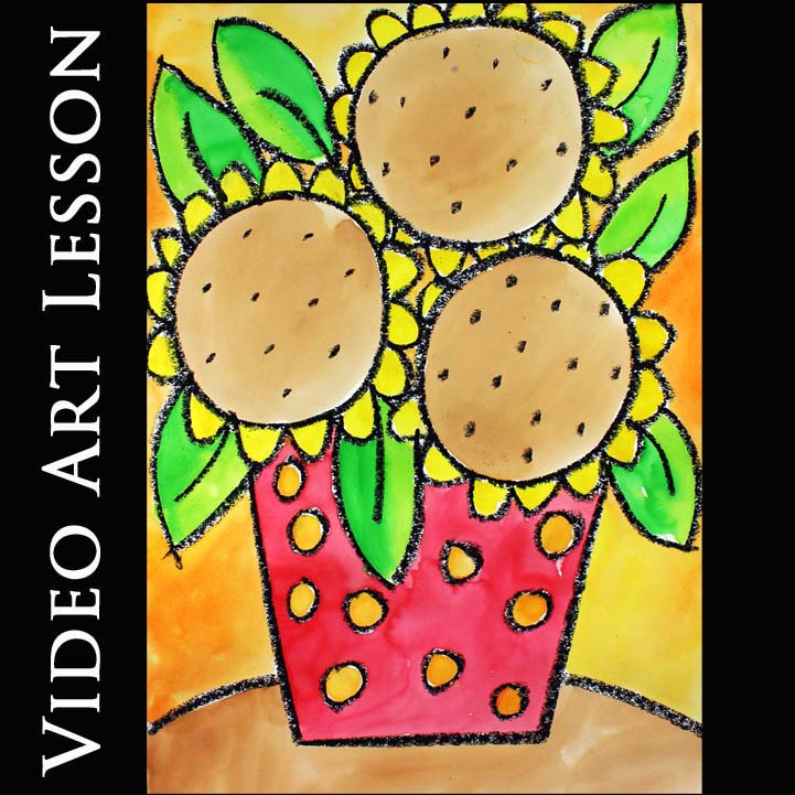 How to Draw and Paint BIG SUNFLOWERS Art Project VIDEO Lesson Made By Teachers