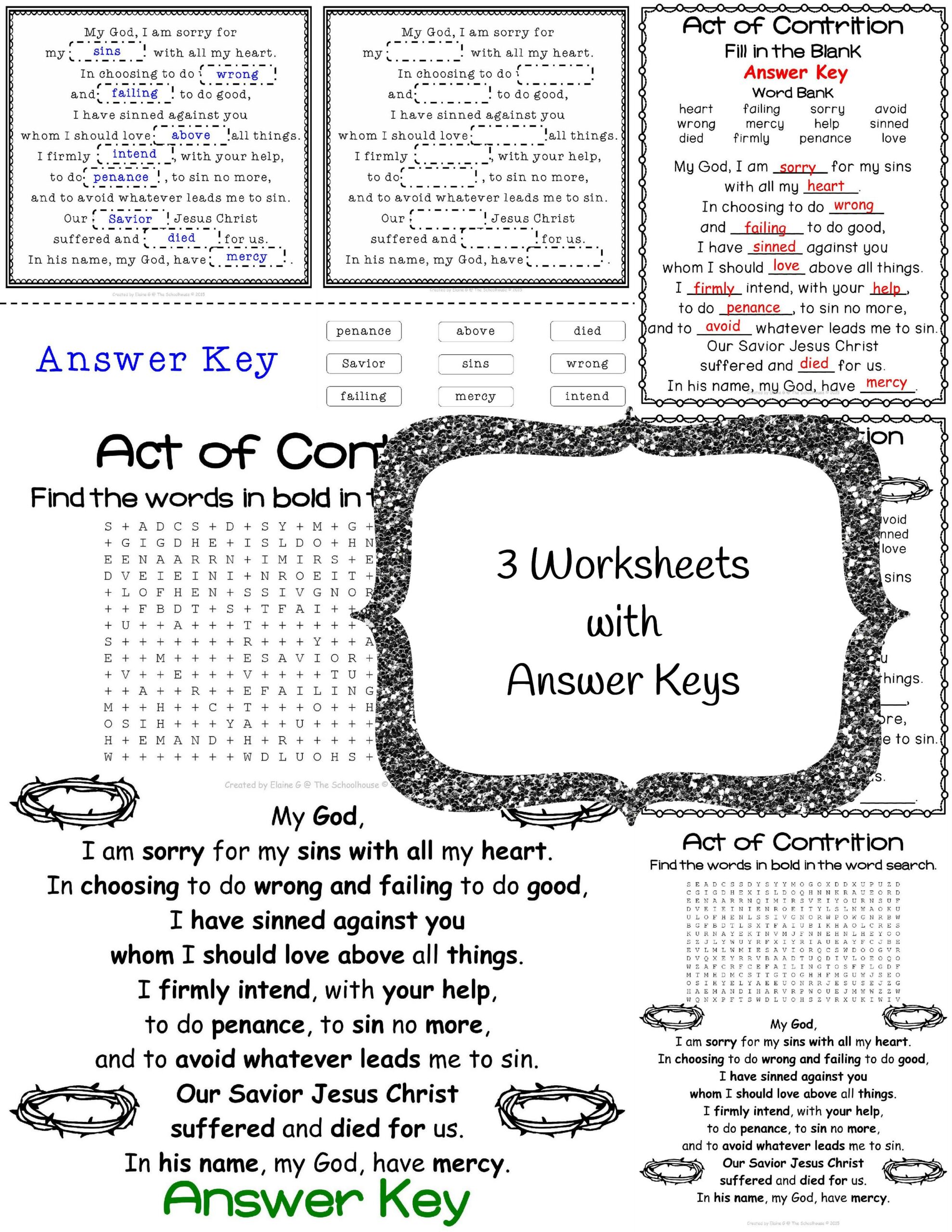 Act of Contrition Prayer Pack - Made By Teachers