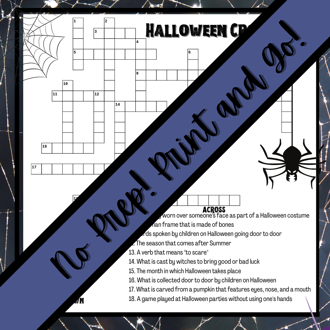 Middle School English ELA Fun Halloween Activity | Crossword Puzzle - Made  By Teachers