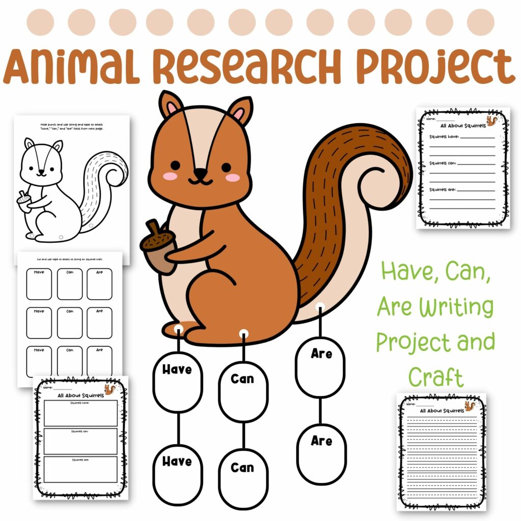 Kindergarten Animal Research Project and Craft All About Squirrels