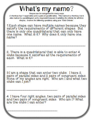 Classifying Quadrilaterals 2D shapes rhombus parallelogram | Made By ...