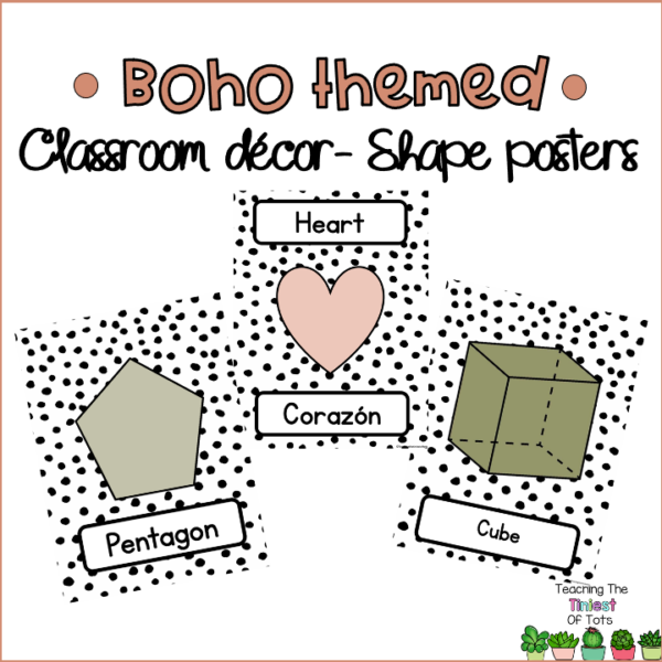 Boho Classroom Decor 2D and 3D Shape Posters Made By Teachers