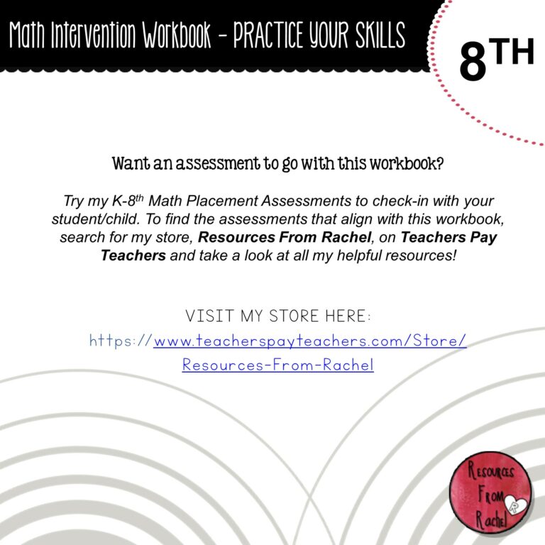 Math Intervention Workbook 8th grade - Book 1 - Made By Teachers