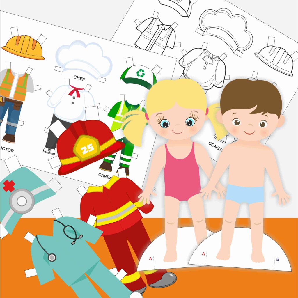 Community Helpers Worksheets, Occupation Printable, Paper Dolls ...