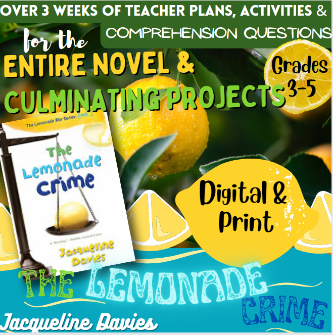 The Lemonade Crime Novel Teacher Plans Comprehension Questions