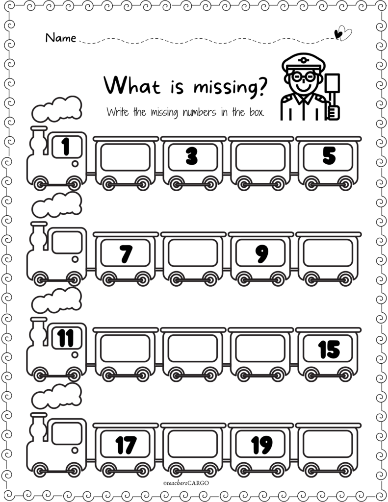 Fill in the Missing Number 1-20 | Fill in the Missing Numbers Worksheet ...