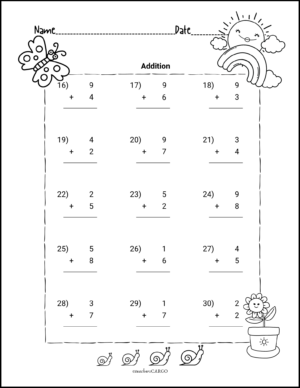 Single Digit Addition Worksheets - Spring Edition | Made By Teachers