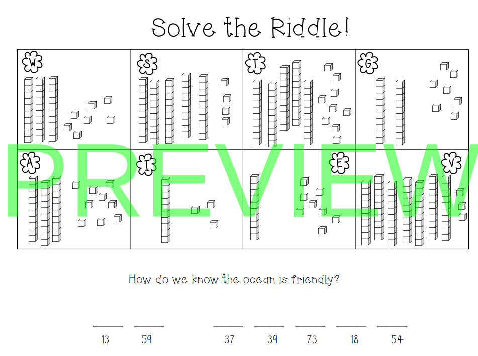 Place Value Riddles with Tens and Ones Base 10 Blocks Made By Teachers