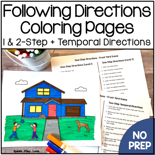 Following 1 & 2 Step Directions Activity Coloring Sheets Speech Therapy Made By Teachers