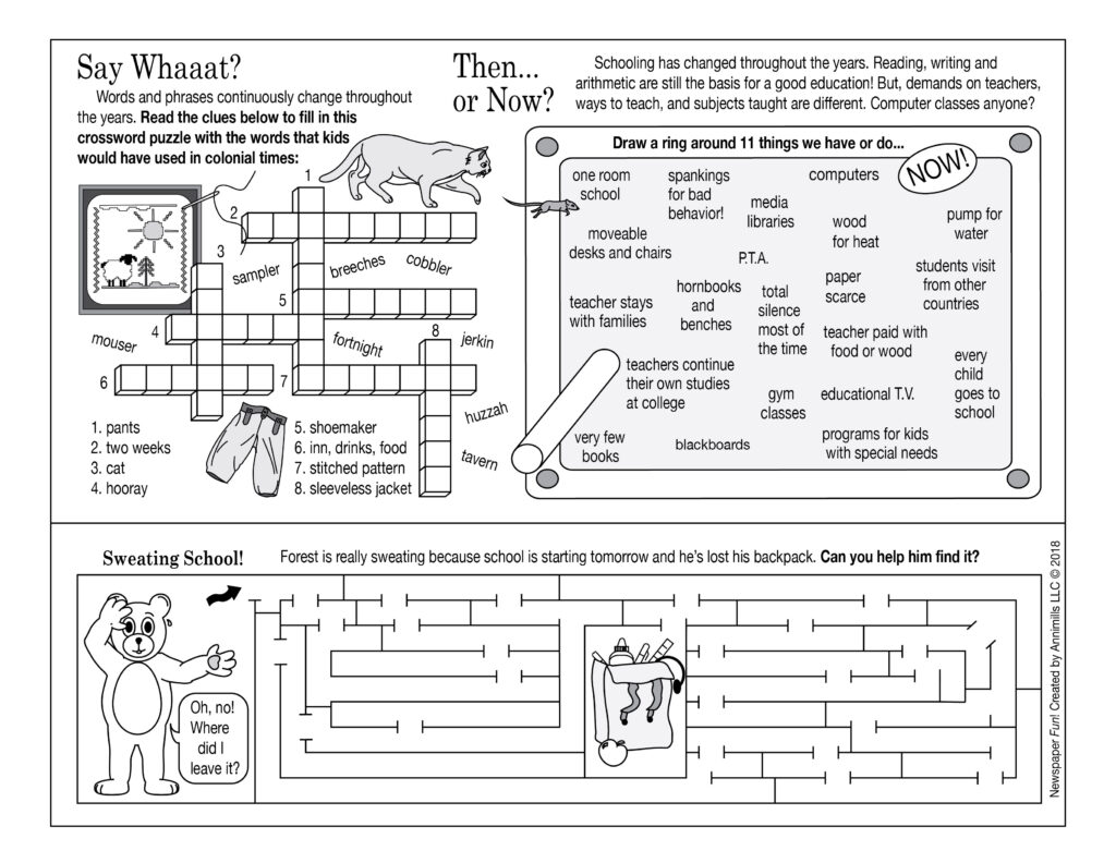 School in Colonial Times – and Today: Printable Educational Puzzle Set ...