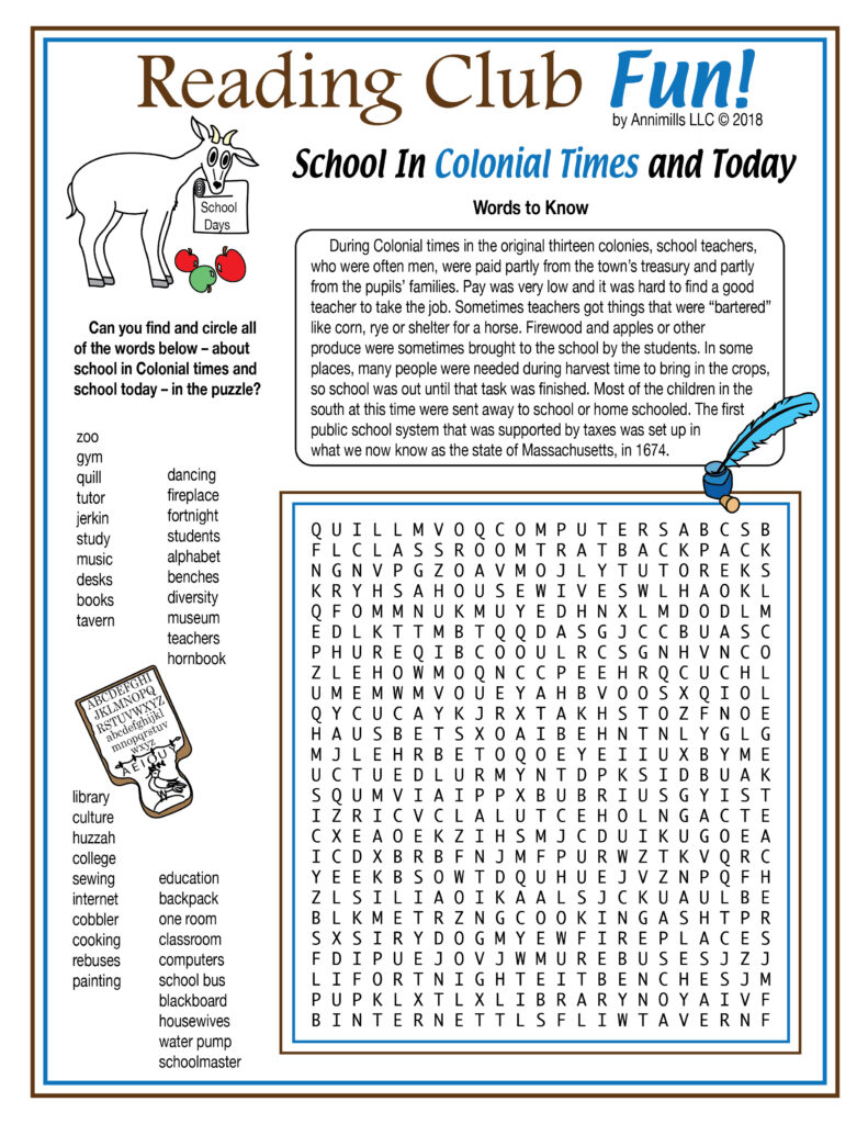 School in Colonial Times – and Today: Printable Educational Puzzle Set ...