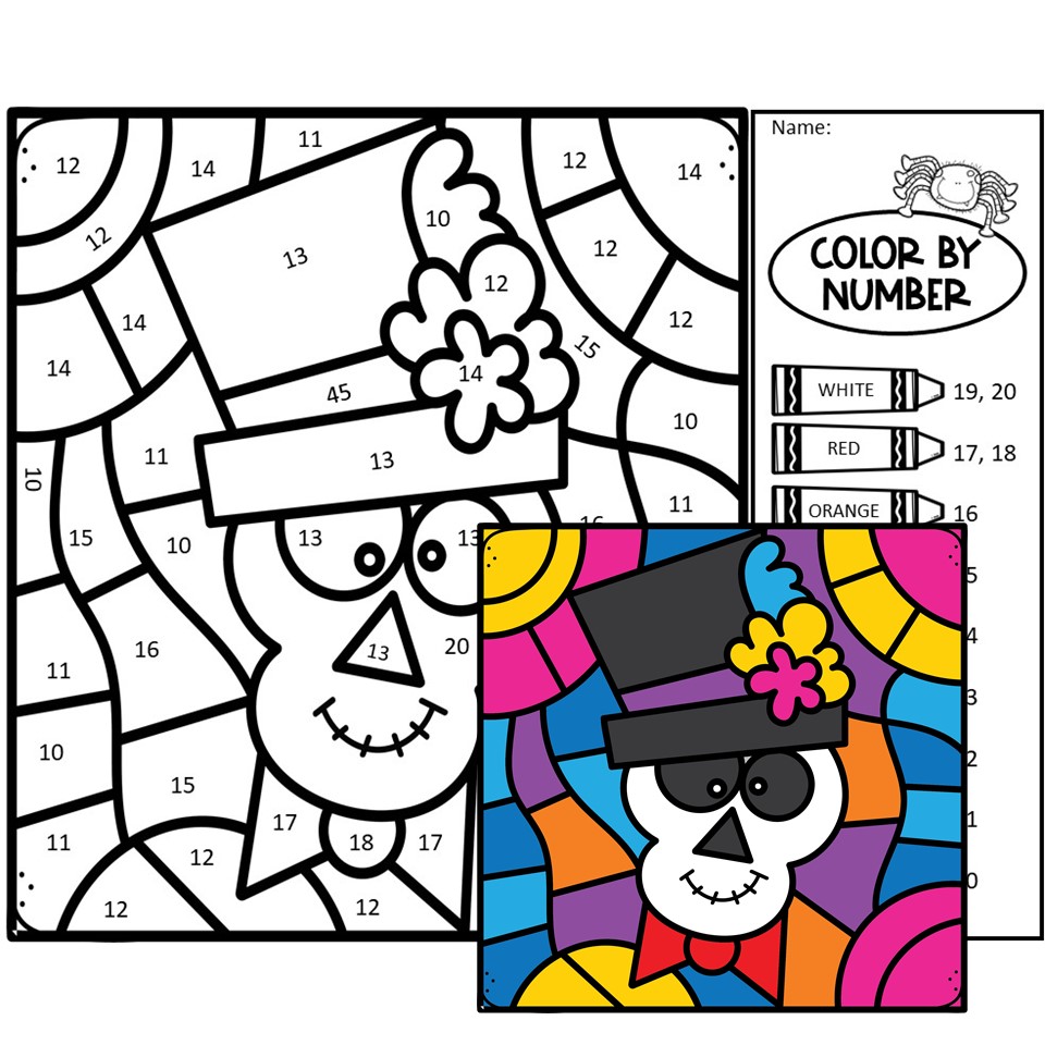 HALLOWEEN COLOR BY NUMBER CODE WORKSHEETS MATH COLOR PAGES Made By
