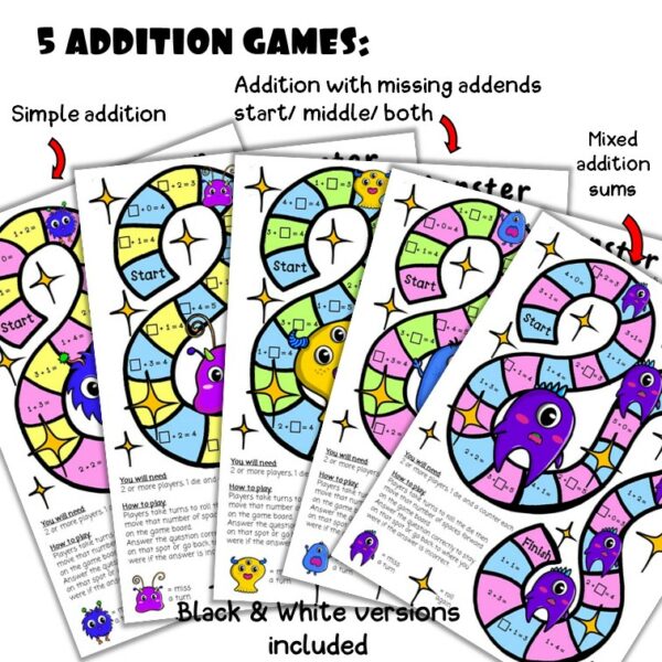 Math games for addition and subtraction facts made by teachers