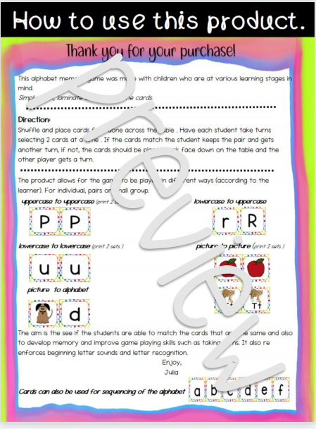 Alphabet Memory Game 