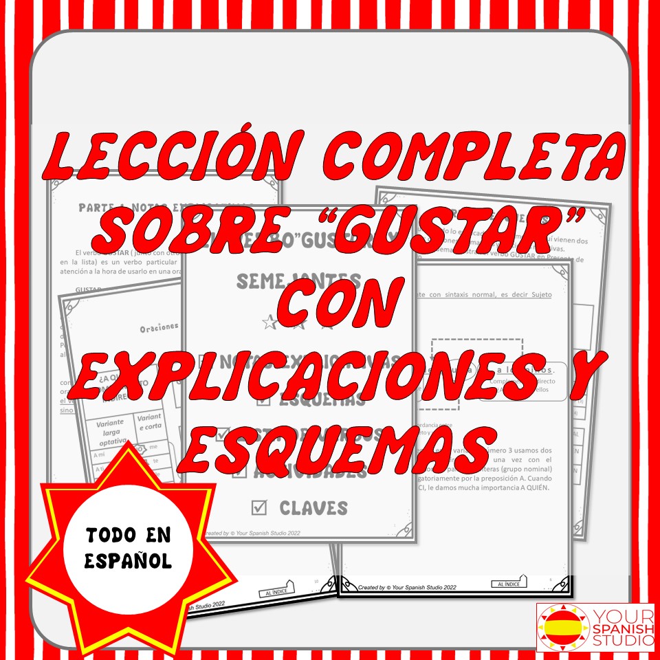 SPANISH GUSTAR NO PREP UNIT LESSON CHARTS ACTIVITIES SIMILAR VERBS | Made  By Teachers