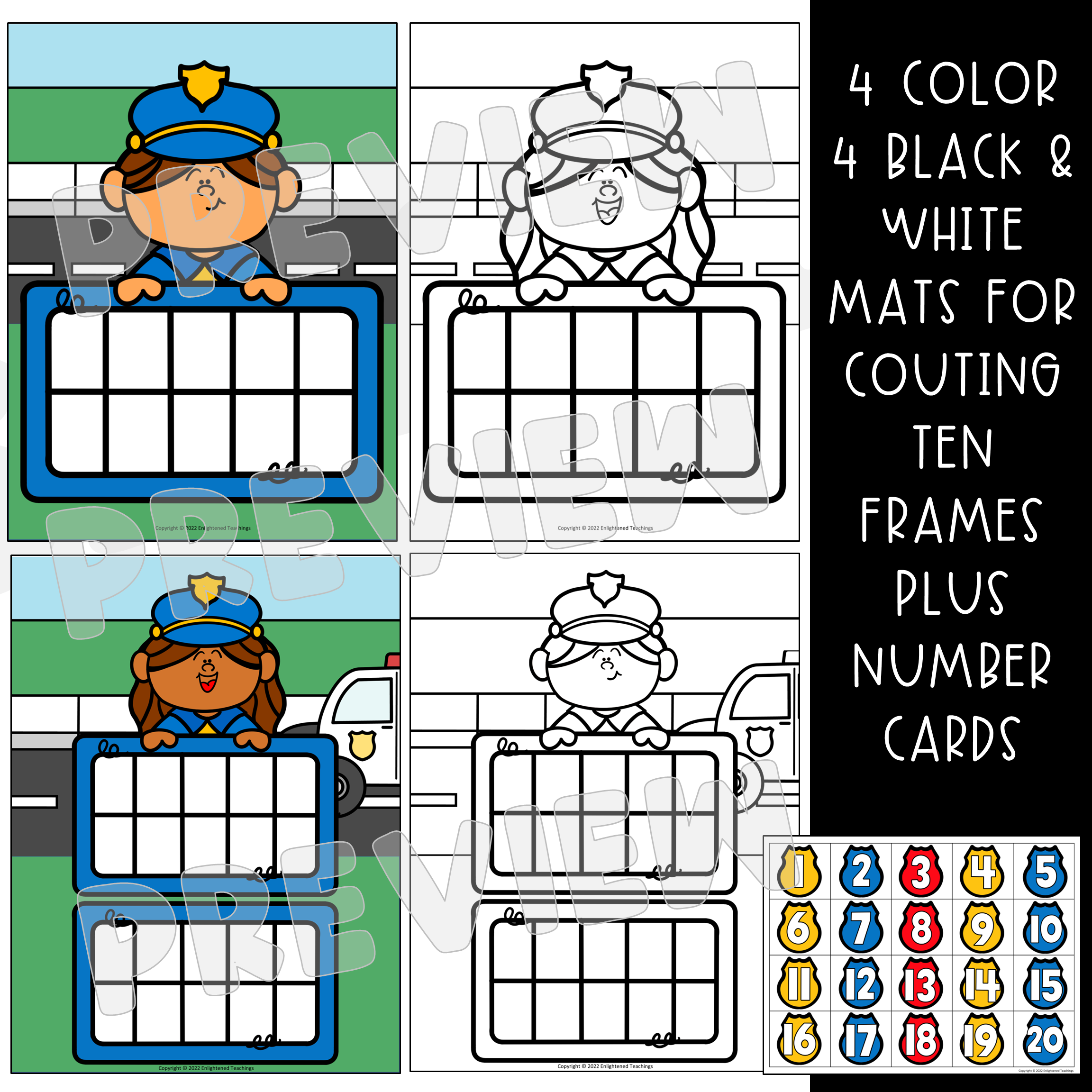 Counting Ten Frames Clip Cards Community Helpers Math Unit Ten Frames Made By Teachers