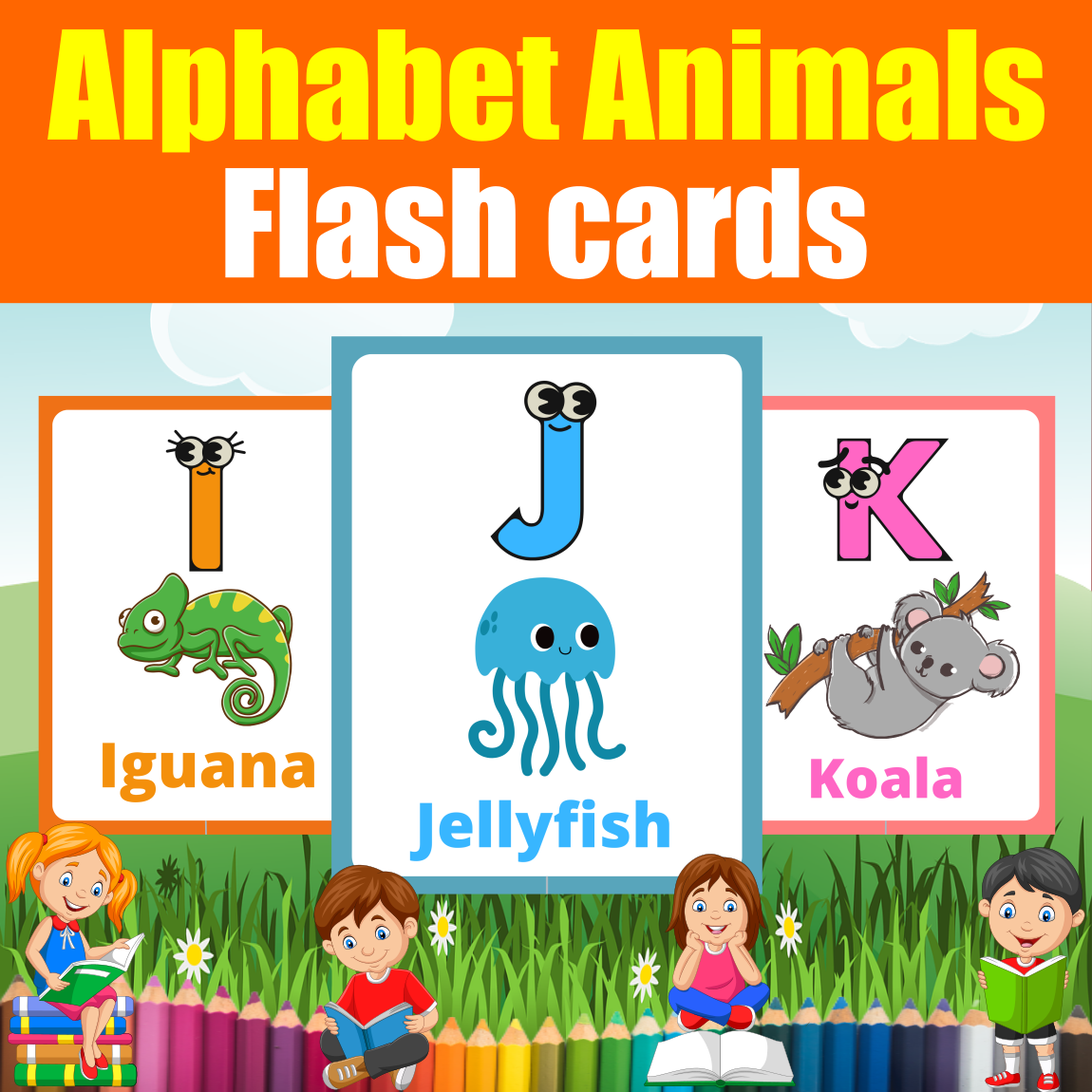 Alphabet Animals Flash cards for kids Prek & K to learn the alphabet