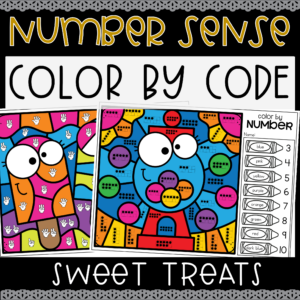 Sweet Treats Number Subitizing Worksheets Color by Number Subitizing to 10