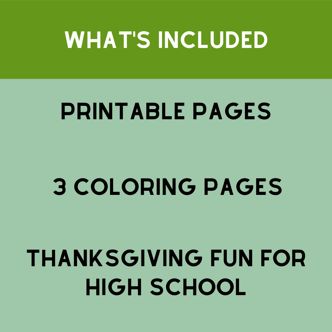 High School Thanksgiving Coloring Pages | Three Holiday Coloring Pages ...