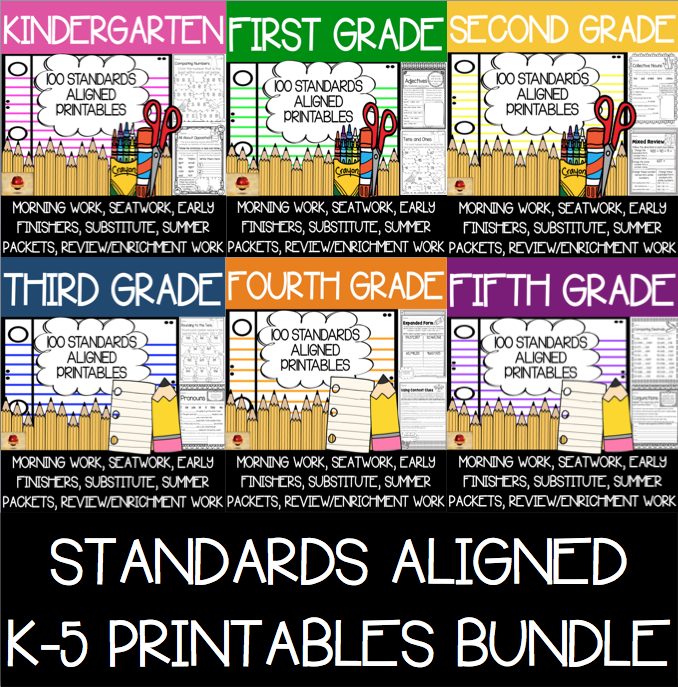 No Prep Worksheet Bundle {600 Standards Aligned Printables} | Made By ...