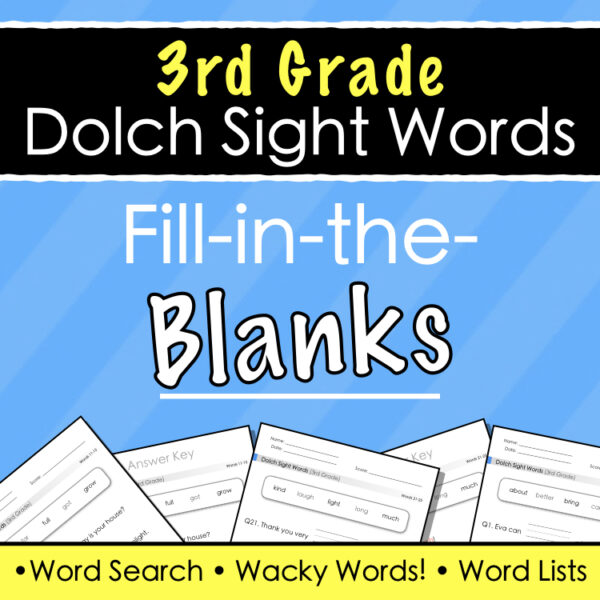 Dolch Sight Words (3rd Grade) Printable Fill-in-the-Blanks Worksheets ...