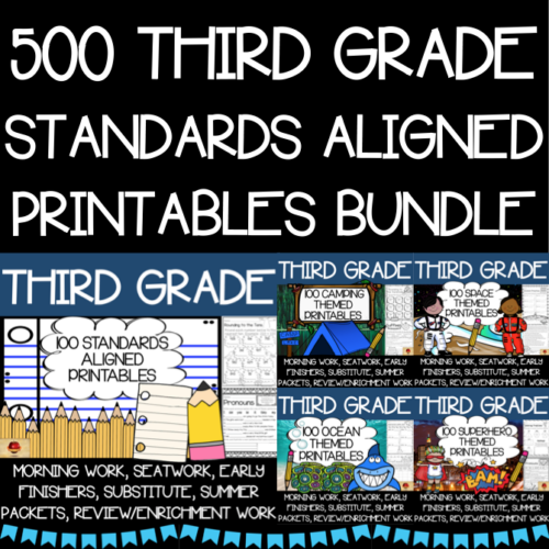 Third Grade Worksheets Bundle {500 Standards Aligned Printables} | Made ...