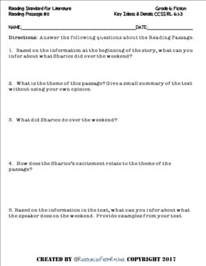Reading Comprehension Assessment 6th grade volume 3 | Made By Teachers