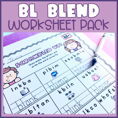 BL Consonant Blend Worksheets - First Grade Word Work Activities | Made