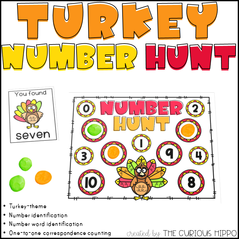 Turkey number hunt preschool
