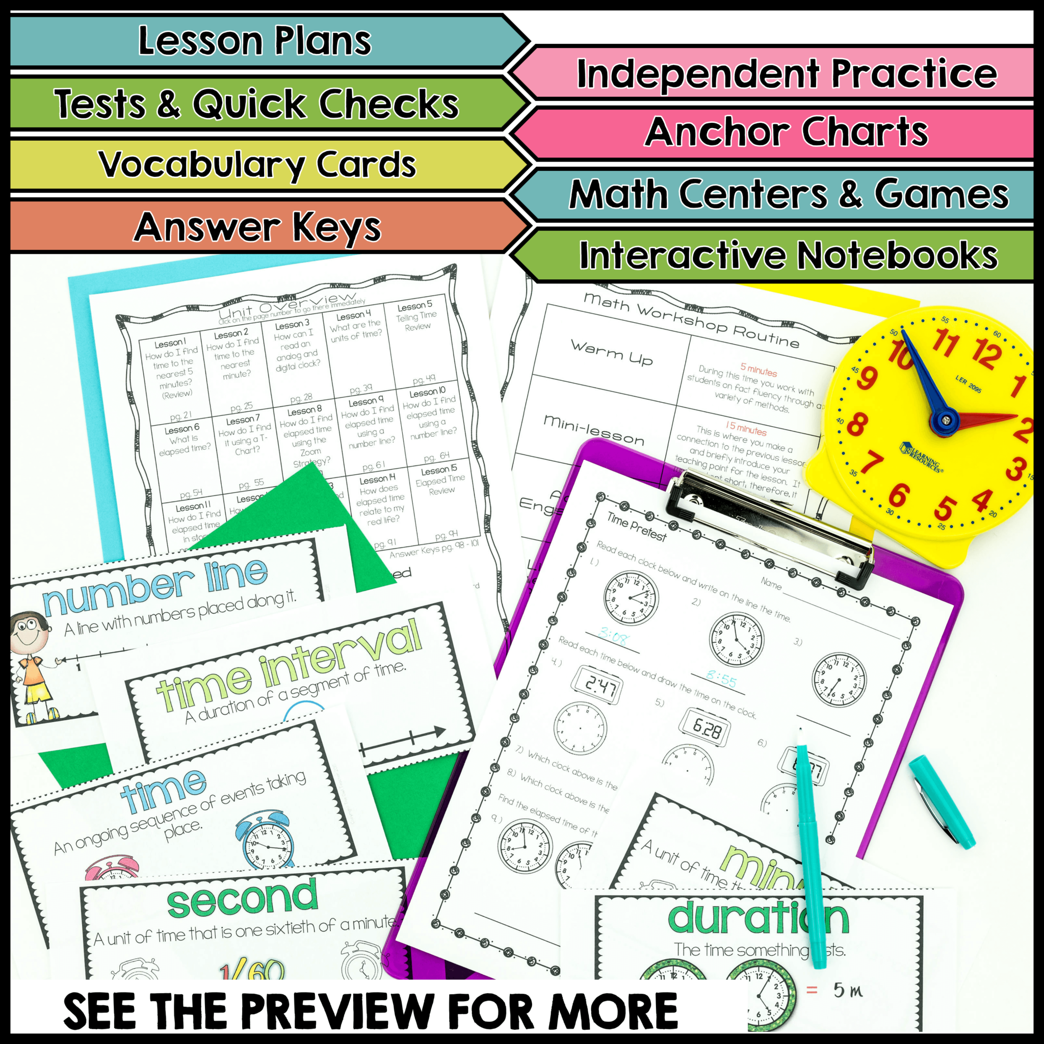 Elapsed Time Worksheets Lesson Plans Activities Guided Math Workshop ...