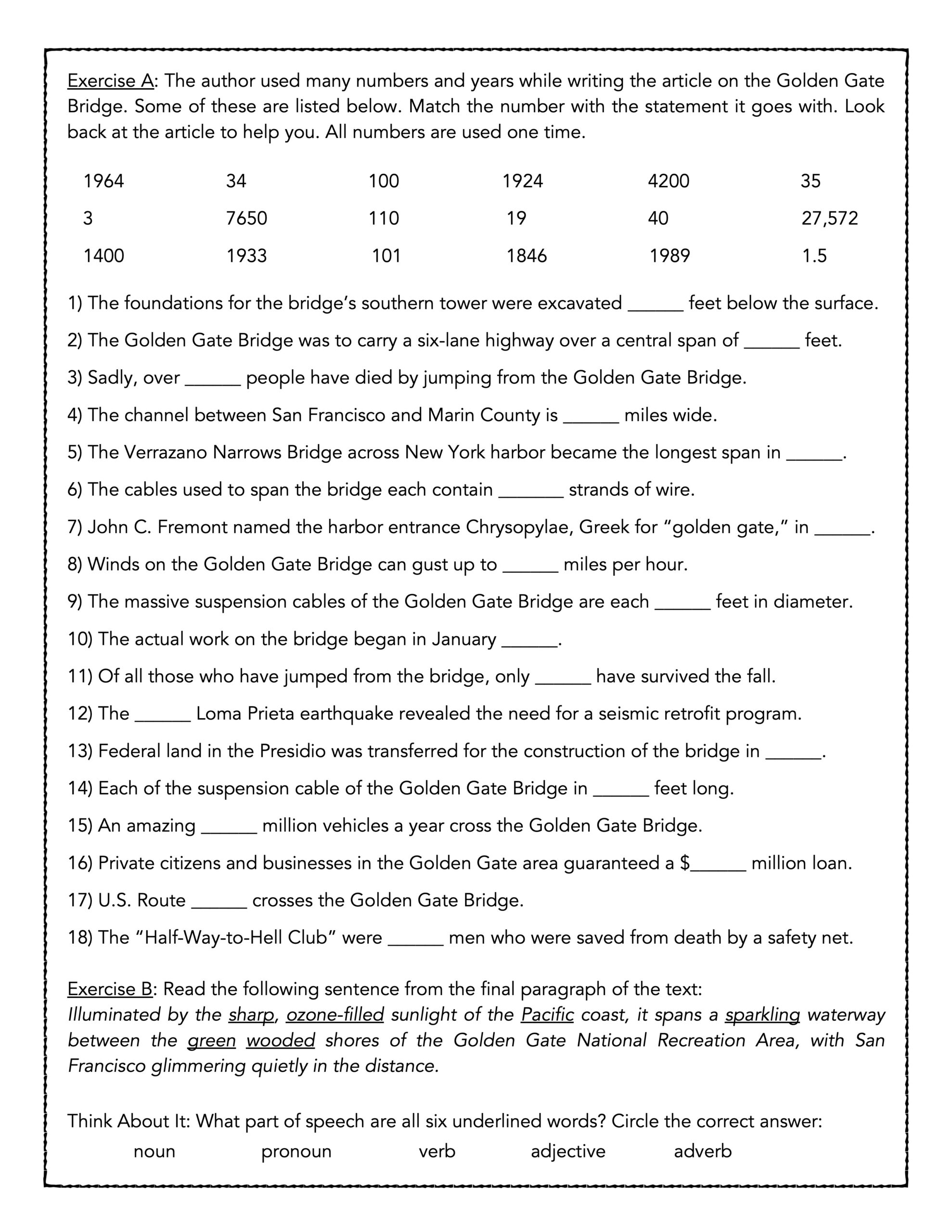 The Golden Gate Bridge Reading Comprehension Passage Made By Teachers