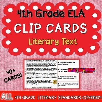 4th Grade Reading Literature Clip Cards!